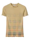 Burberry Ruffled Faded-check Cotton T-shirt In Multi