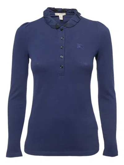 Pre-owned Burberry Ruffled Polo Shirt In Blue