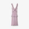 Burberry Ruffle V-neck Sleeveless Maxi Dress In Wisteria