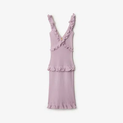 BURBERRY BURBERRY RUFFLED SILK BLEND DRESS