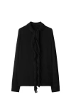 Burberry Ruffled Long Sleeve Silk Blouse In Black