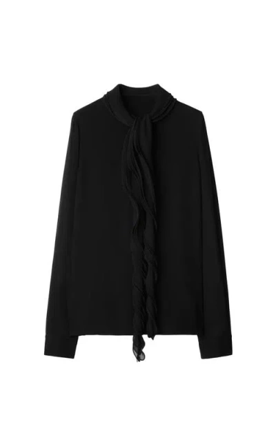 BURBERRY BURBERRY RUFFLED SILK BLOUSE