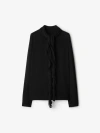 Burberry Ruffled Long Sleeve Silk Blouse In Black