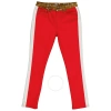 Burberry Runway Fawn Print Two-tone Slim Fit Pants In Red