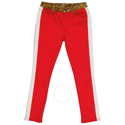 Burberry Runway Fawn Print Two-tone Slim Fit Pants In Red