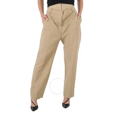 Burberry Runway Ladies Beige Trousers With Double Waist