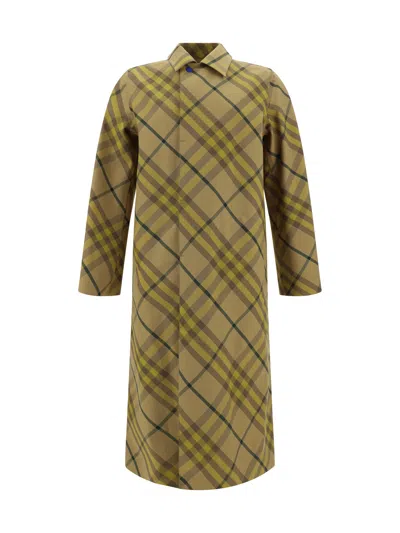 Burberry Beige Check Coat In Multicolor