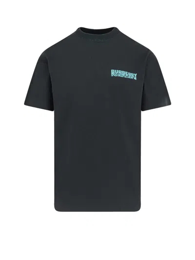 Burberry Ryan Biologic Cotton Blend T-shirt In Blue