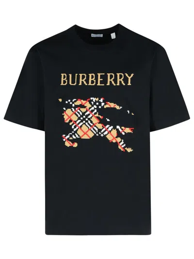 Burberry Cross Stitch Logo Cotton T-shirt In Black