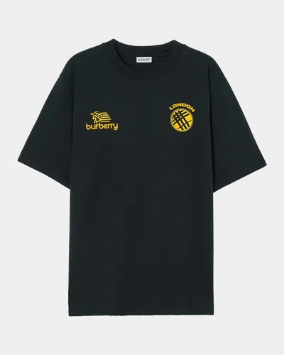 Burberry Ryan Bold Ekd Cotton Crewneck T-shirt In Black