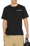 Burberry Cotton Logo T-shirt With Checkered Trim And Chest Pocket In Black
