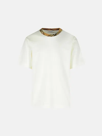 Burberry 'ryan In Cotone Bianca Con Finiture 'check' T-shirt