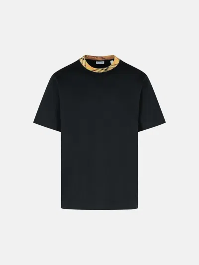 Burberry 'ryan In Cotone Nera Con Finiture 'check' T-shirt In Black