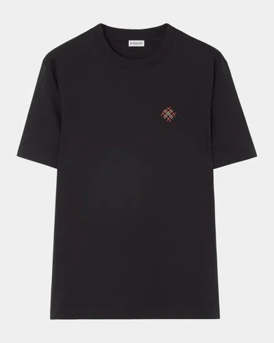Burberry Ryan Script Cotton Crewneck T-shirt In Black