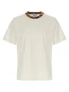 Burberry White Crewneck T-shirt With Check Motif On The Collar In Cotton Man In White