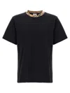 Burberry Black Cotton T-shirt With Check Finishes Men