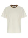 Burberry White Crewneck T-shirt With Check Motif On The Collar In Cotton Man In White