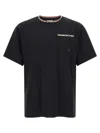Burberry Cotton Logo T-shirt With Checkered Trim And Chest Pocket In Black