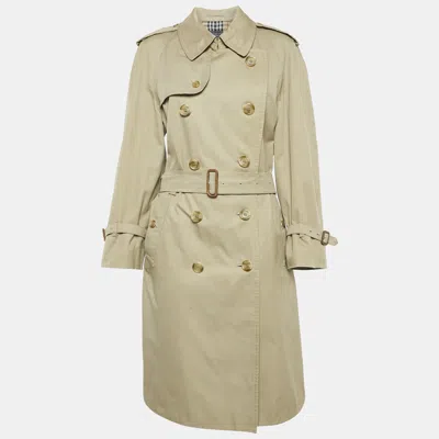Pre-owned Burberry S' Vintage Beige Cotton Double Breasted Belted Trench Coat L