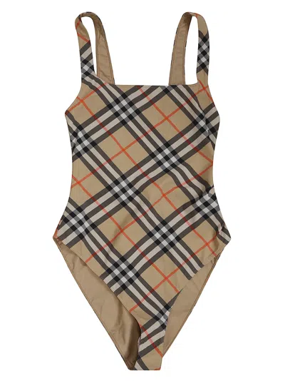 Burberry Sabina Chk W Swimwear In Brown