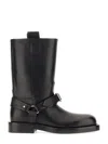 Burberry Knee-high Saddle Boots With Buckle Detail In Black
