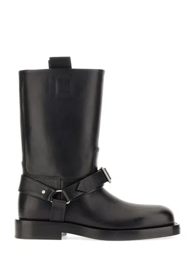 Burberry Soft Saddle Low Boots In Black