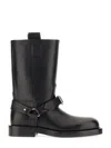 Burberry Knee-high Saddle Boots With Buckle Detail In Black