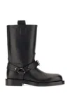 Burberry Knee-high Saddle Boots With Buckle Detail In Black