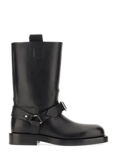 Burberry Soft Saddle Low Boots In Black
