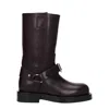 Burberry Women Aubergine Leather Saddle Ankle Boots
