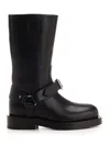 Burberry Strap Detail Leather Boots In Black