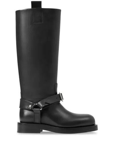 BURBERRY SADDLE KNEE-HIGH LEATHER BOOTS