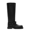 Burberry Saddle Knee-high Leather Boots In Black