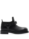 Burberry Leather Pull-on Biker Booties In Black