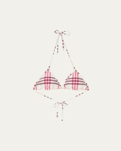 Burberry Sadie Checked Bikini Top In Pink