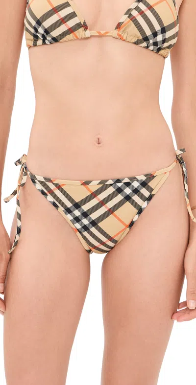 Burberry Sadie Checkered Bikini Bottoms Sand In Multi