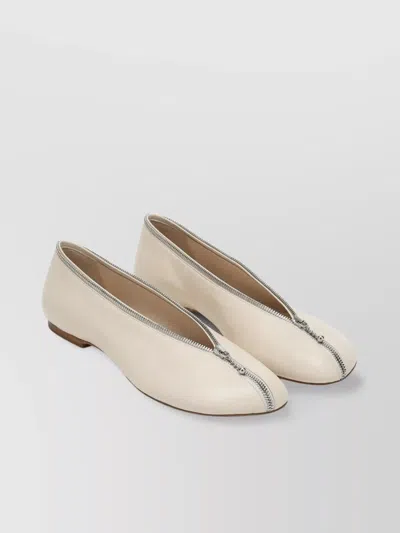 BURBERRY SADLER BALLERINA LEATHER ZIP FLAT SOLE