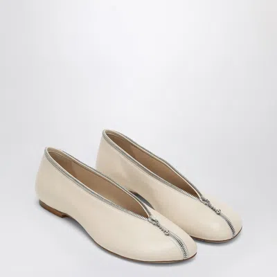 BURBERRY SADLER BALLERINA WITH LIGHT BEIGE LEATHER ZIP