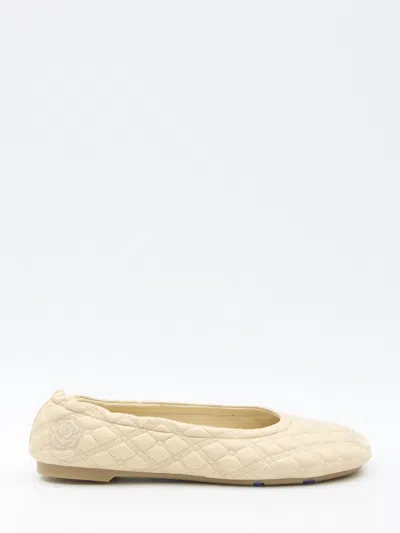 Burberry Sadler Leather Ballerina Flats Women In Neutral