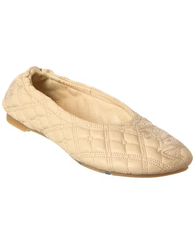 Burberry Sadler Leather Ballet Flat In Beige