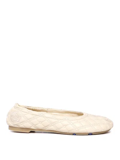 Burberry Sadler Leather Ballerina Flats Women In Neutral