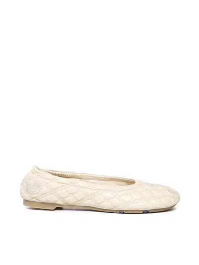Burberry Sadler Leather Ballerina Flats Women In Neutral