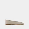 Burberry Sadler Ballerina With Light Beige Leather Zip Women In Transparent