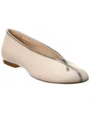 Burberry Sadler Ballerina With Light Beige Leather Zip Women In Transparent