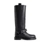 Burberry Women Leather Saddle Tall Boots In Black