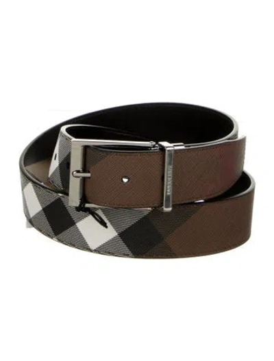 Pre-owned Burberry Saffiano Leather Belt In Brown