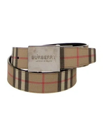 Pre-owned Burberry Saffiano Leather Belt In Neutral