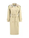 Burberry Check Collar Long Castleford Trench Coat Clothing In Neutral