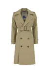 Burberry Women Sage Green Gabardine Trench Coat In Skylark