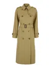 Burberry Waterloo Beige Double-breasted Trench Coat With Classic Collar And Belt Closure In Cotton Woman